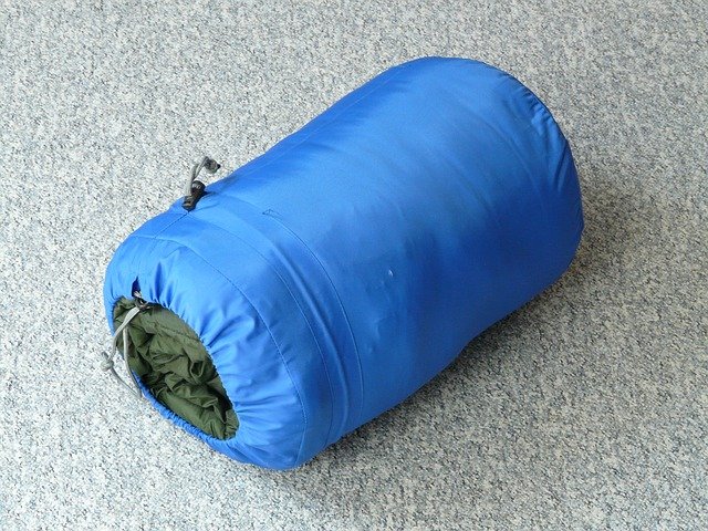 packed sleeping bag