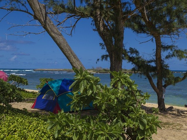 camping tent near the beach