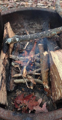 Starting a campfire